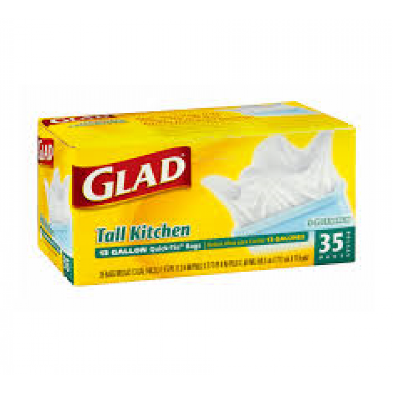 GLAD GARBAGE BAGS TALL KITCHEN QUICK TIE 35 SINGLES